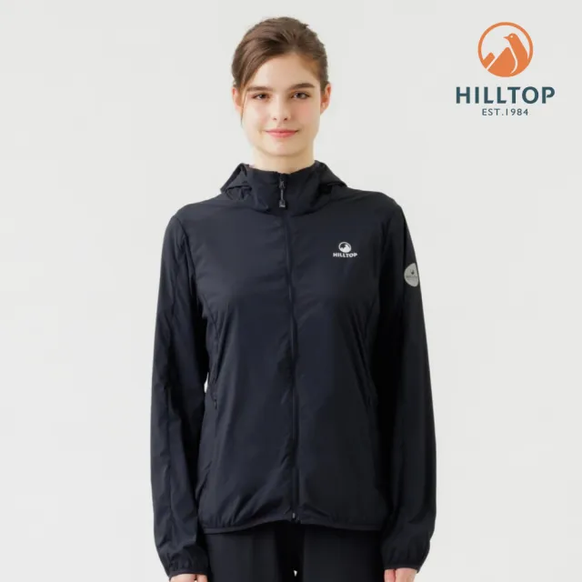 【Hilltop 山頂鳥】超輕量超潑水抗UV彈性外套 可收納 女款 黑｜PS02XFG6ECA0