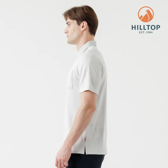 【Hilltop 山頂鳥】Polygiene抗菌抗UV吸濕快乾緹花POLO衫 男款 淺灰｜PS14XMM1ECK1