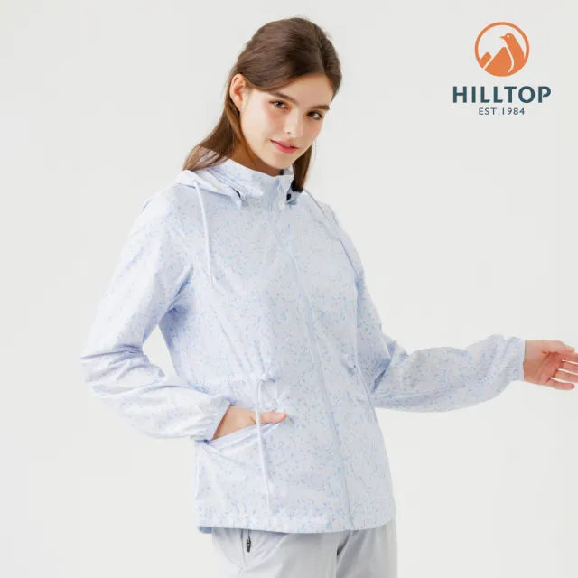 【Hilltop 山頂鳥】超輕量超潑水抗UV施華洛世奇燙鑽印花外套 女款 淺藍｜PS02XFG7ECEZ
