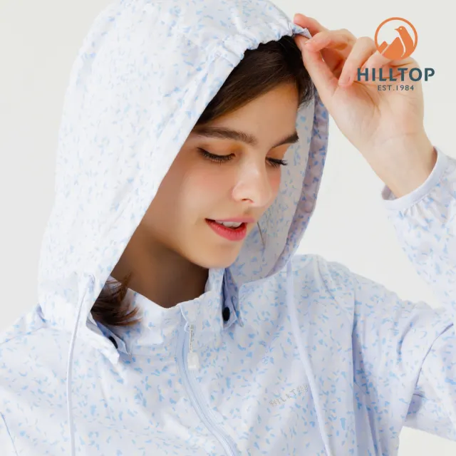 【Hilltop 山頂鳥】超輕量超潑水抗UV施華洛世奇燙鑽印花外套 女款 淺藍｜PS02XFG7ECEZ