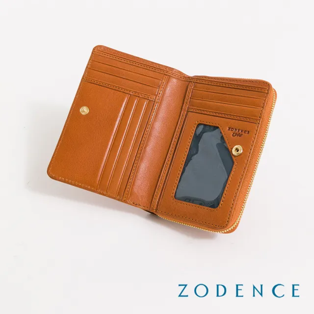 【ZODENCE 佐登司】HAN義大利植鞣革時尚拉鍊中夾(經典駝)