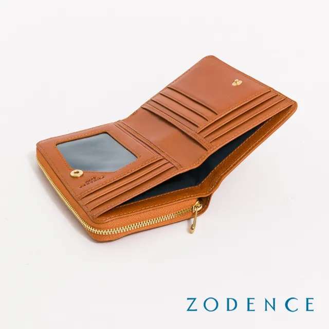 【ZODENCE 佐登司】HAN義大利植鞣革時尚拉鍊中夾(經典駝)