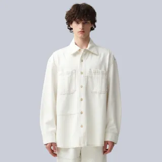 【MARITHE FRANCOIS GIRBAUD】官方旗艦 OVERSIZED拼接牛仔襯衫外套 MFG(原色米白)