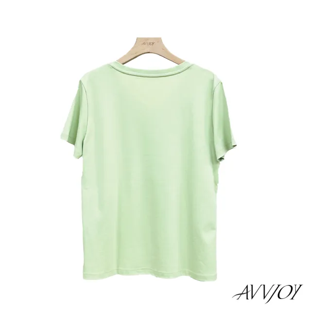【AVVJOY 艾薇卓爾】百搭V領素色棉質短袖(上衣 短袖 大學t 短袖上衣 短袖t恤 寬鬆上衣 CL2317034)