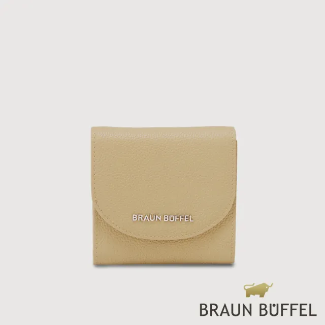 【BRAUN BUFFEL 德國小金牛】佩塔斯 3卡兩折短夾-淺棕色(BF864-401-CR) 錢包送禮推薦