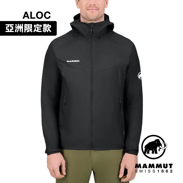 【Mammut 長毛象官方直營】Convey WB Hooded Jacket AF 輕量防潑水連帽風衣外套 黑色 男款 #1012-00530