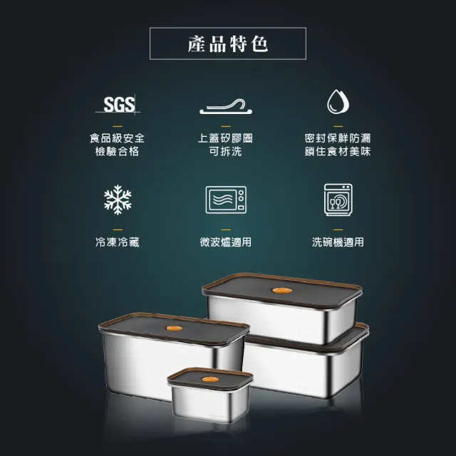【MASIONS 美心】DELUXE 可微波 頂級304不鏽鋼密封防漏保鮮盒(1580ml)