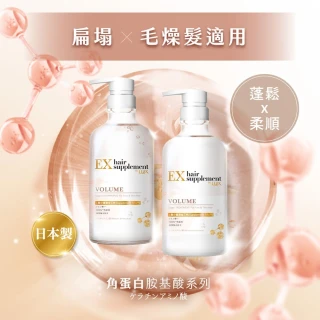 【LUX 麗仕】女大推薦 日本製髮的補給 胺基酸洗髮精/護髮乳450gx2入(絲蛋白/膠原蛋白/角蛋白/冰河水)