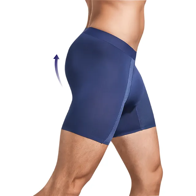 【AREXSPORT】男款加長莫代爾網眼透氣四角防摩運動四角褲(加大碼 冰絲涼感 抑菌內褲 石墨烯纖維 男四角)