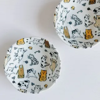 【Ciao Li 僑俐】日本製瑜珈貓五吋缽兩入組(入厝 小菜碟 火鍋沾碟 禮物)