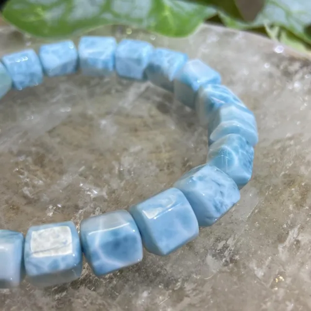 【Cozy 世界水晶原礦與茶】拉利馬海紋石切面珠 8mm+ 33-7(淨化各個脈輪的負能量)