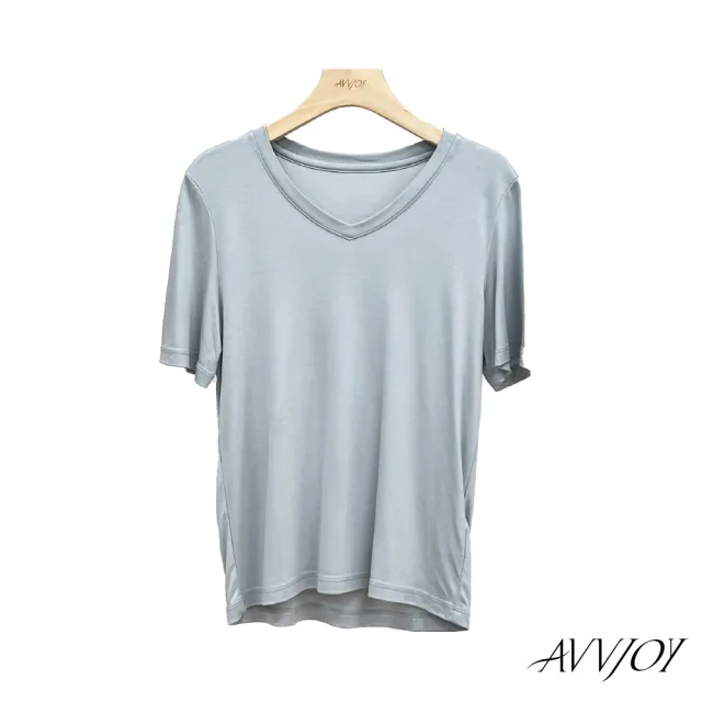 【AVVJOY 艾薇卓爾】素面V領上衣(上衣 短袖 大學t 短袖上衣 短袖t恤 寬鬆上衣 CL2317110)（其他規格）