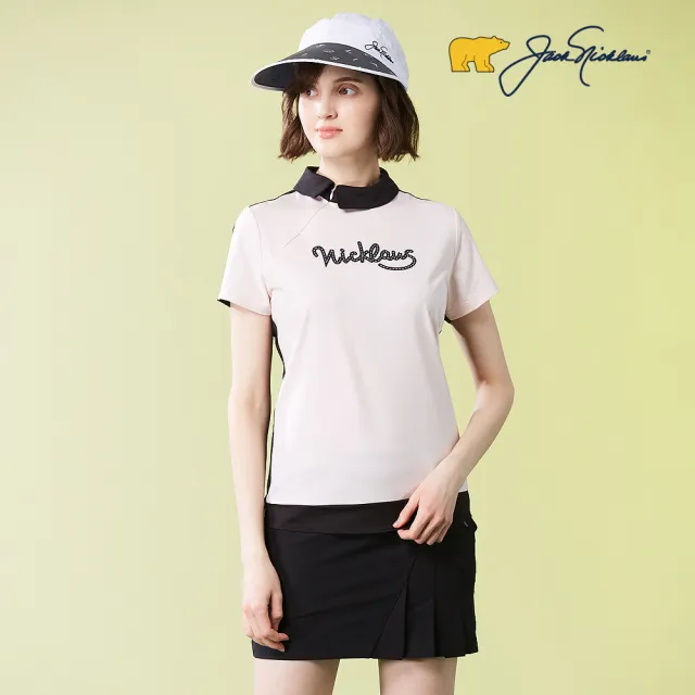 【Jack Nicklaus 金熊】GOLF女款吸濕排汗彈性圓領衫/高爾夫球衫(粉色)