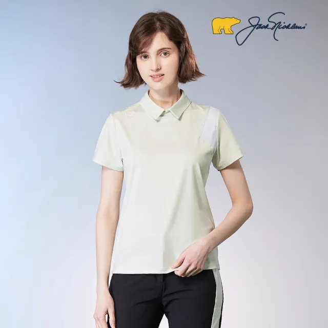 【Jack Nicklaus 金熊】GOLF女款吸濕排汗彈性剪接POLO衫/高爾夫球衫(綠色)