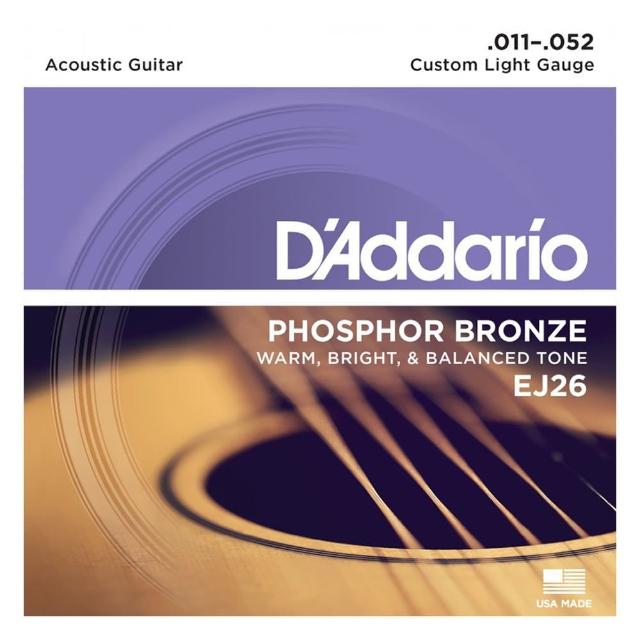 【D’Addario】民謠吉他弦 EJ26 Phosphor Bronze 011 052 磷青銅(原廠公司貨 商品保固有保障)