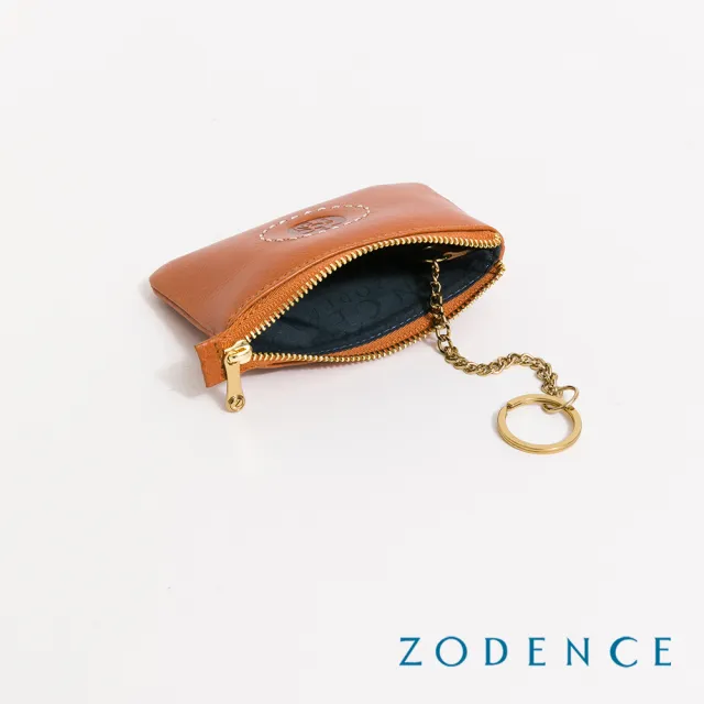 【ZODENCE 佐登司】HAN義大利植鞣革鑰匙零錢卡包(經典駝)