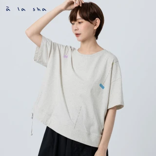 【a la sha】落肩印花抽繩創意T