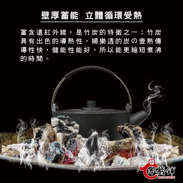 【本錢鋪】婦樂透 遠紅外線全炭百歲鍋-超值三件組E （2L 竹炭壺 + 22cm 隨意鍋 + 520ml 百歲杯）