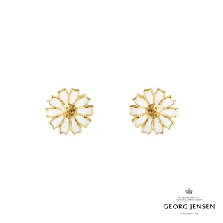 【Georg Jensen 官方旗艦店】DAISY 耳釘 - 線上獨賣款(18K黃金電鍍純銀 白瓷琺瑯)