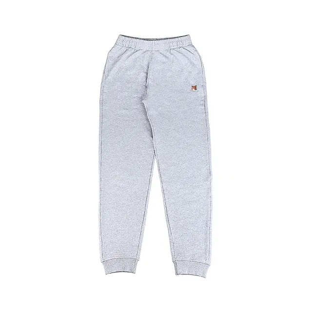 【Maison Kitsune】MAISON KITSUNE內裡布標黑字LOGO純棉束帶休閒運動長褲(女款/淺灰)