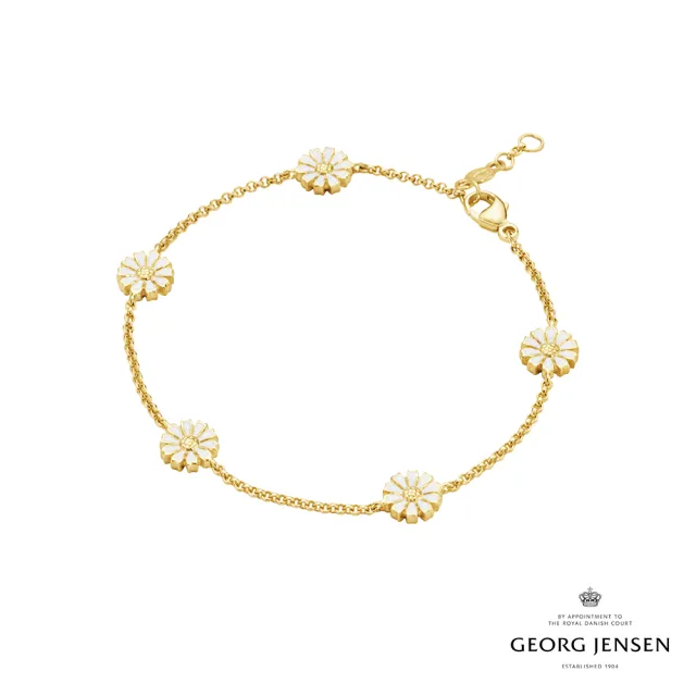【Georg Jensen 官方旗艦店】DAISY 手鏈 - 線上獨賣款(18K黃金電鍍純銀 白瓷琺瑯)