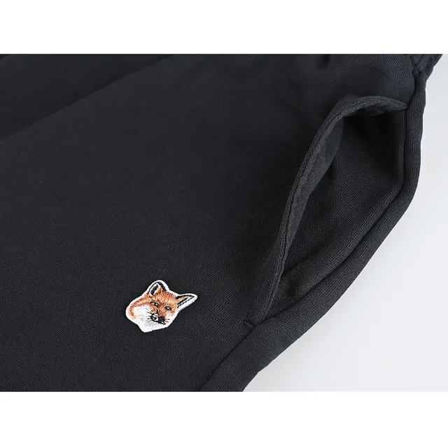 【Maison Kitsune】MAISON KITSUNE內裡布標黑字LOGO純棉束帶休閒運動長褲(女款/黑)