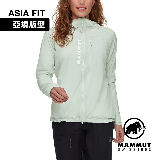 【Mammut 長毛象官方直營】Aenergy WB Hooded Jkt AF 極輕防風透氣越野外套 鼠尾草銀綠 女款 #1012-00770