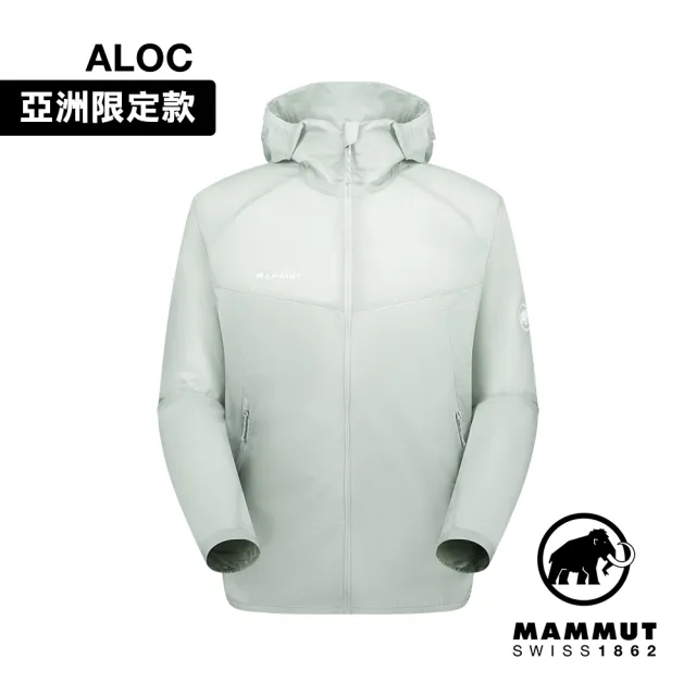 【Mammut 長毛象官方直營】Convey WB Hooded AF 輕量防潑水連帽風衣外套 鼠尾草銀綠 男款 #1012-00530