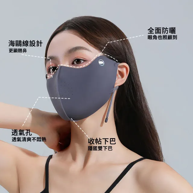 【MUAN】冰絲防曬口罩 護眼角掛耳式涼感面罩 (抗UV50+/透氣不悶熱/機車通勤遮陽/抗曬護臉罩)