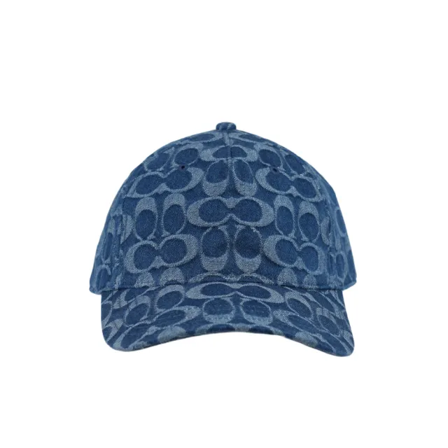 【COACH】滿版CC Logo 棉質牛仔棒球帽(單寧藍)