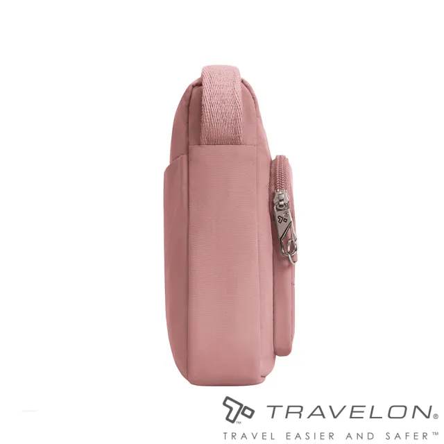 【Travelon】Roam防盜防割斜背包(TL-43676粉紅/側背包/RFID個資防竊取/出國旅遊/戶外休閒/日常)
