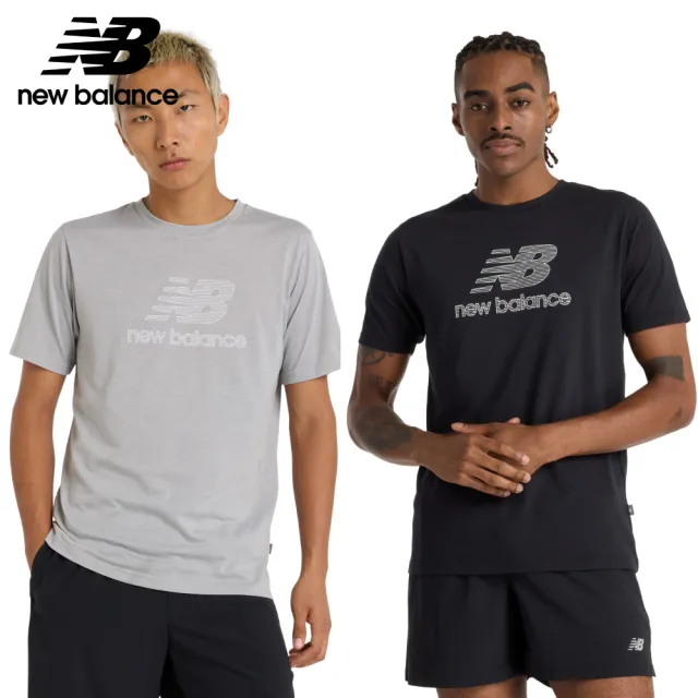 【NEW BALANCE】NB 吸濕排汗短T/短袖上衣_男性_黑/灰_MT51003AG_MT51003BK(美版 版型偏大)