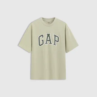 【GAP】男女同款 Logo純棉印花圓領短袖T恤-綠色(725616)