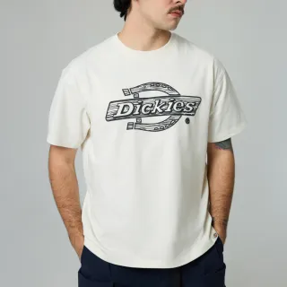 【Dickies】男女款米白色胸前大Logo圖案印花休閒短袖T恤｜DK0A87RBC48