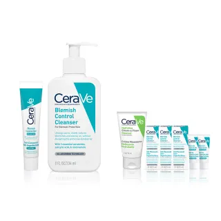 【CeraVe適樂膚】戰痘雙星組★淨膚白泥抗粉痘潔面露 236ml+多重酸煥膚修護精華 40ml_C(水楊酸)