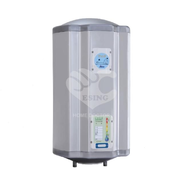 怡心牌 ES-1019T 電熱水器，臺灣原裝生產，採用電能式排氣與機械控溫設計，電熱管加熱方式提供穩定熱水供應。尺寸為深39cm x 寬38cm x 高68cm，電壓220V，能源效率達第二級，BSMI許可字號R51238，保固1年。適閤家庭使用，冷熱水管口徑及熱水放出量依原廠規格，熱效率優異，安全可靠的熱水解決方案。