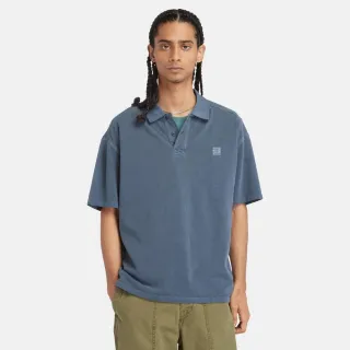 【Timberland 官方旗艦】男款深寶石藍寬版短袖Polo衫(A42D5433)