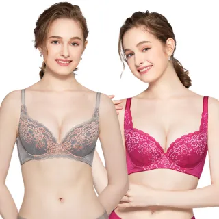 【Swear 思薇爾】2件組花悅系列A-F罩蕾絲包覆女內衣(2色各1)