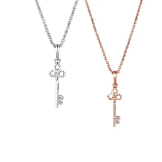 【ALUXE 亞立詩】18K金 鑽石項鍊 三葉草之鑰 鑰匙 NN0852(二色任選)