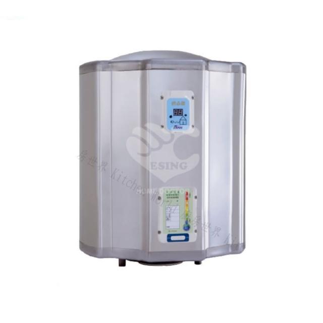  怡心牌 ES-1426T 電熱水器，臺灣原廠生產，採用電能式排氣與電熱管加熱設計，機械控溫精準控制水溫，提供穩定熱水供應。尺寸深48cm x 寬47cm x 高61cm，適閤家用安裝，能源效率第二級節能環保，220V電壓，保固1年，BSMI許可字號R51238，安全可靠的熱水解決方案。 