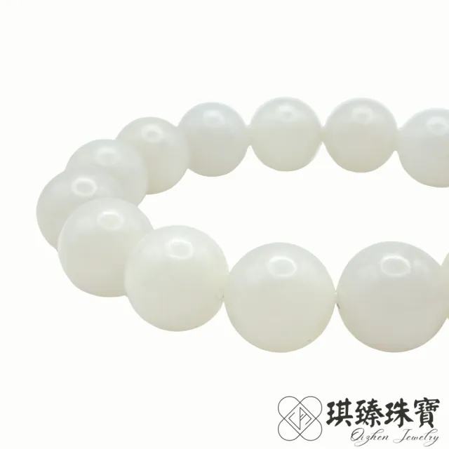【琪臻珠寶】天然和田玉青海白玉圓珠手串手珠(12mm圓珠_和闐玉_油潤細膩_隨機出貨_618狂歡節_限時搶購)