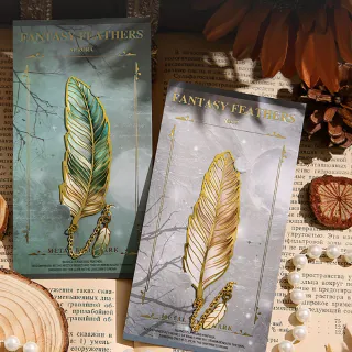 【上手家居】復古羽毛金屬書籤-4色組(書籤卡/羽毛書籤/書簽/造型書籤/質感書籤)