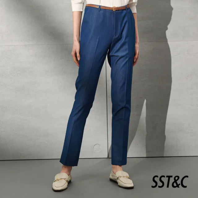 【SST&C】女裝 丹寧藍修身西裝褲7262203004(雙11精選)