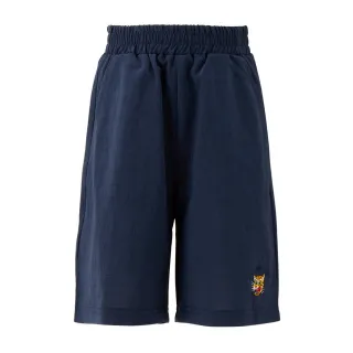 【Onitsuka Tiger】鬼塚虎 官方旗艦店 KIDS墨藍色虎頭刺繡兒童短褲(2184A273-400)