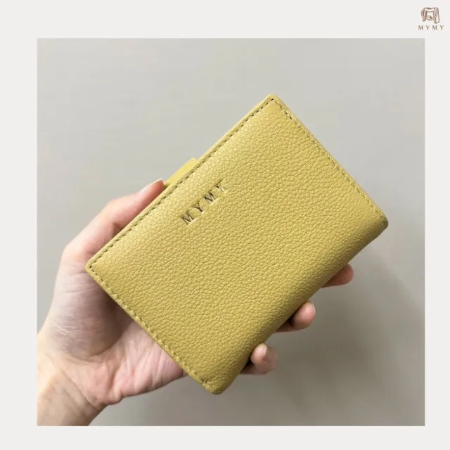 【MYMY】真皮包包 優雅細緻 荔枝紋牛皮短夾 檸檬黃(牛皮/短夾/錢包/零錢/多色任選)