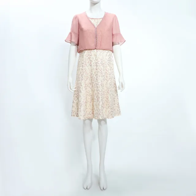 【ILEY 伊蕾】氣質假兩件蕾絲洋裝(粉；M-2L；1251027110)