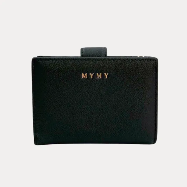 【MYMY】雙11 真皮包包  優雅細緻 荔枝紋牛皮短夾 經典黑(牛皮/短夾/錢包/零錢/多色任選)