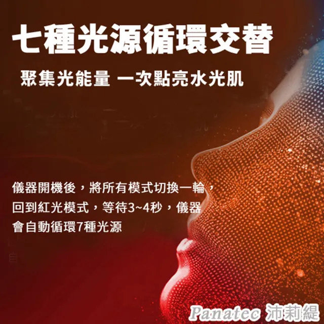 【PANATEC 沛莉緹】七彩LED光溫熱美容面罩 K-553(導入儀 光子面罩 電子面膜 美容儀 LED光波)