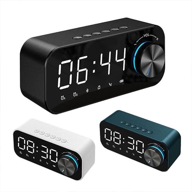 【ANTIAN】鏡面迷你藍牙喇叭 鬧鐘 時鐘 多 音響 USB充電式高音質小音箱 LED小夜燈 低音炮 