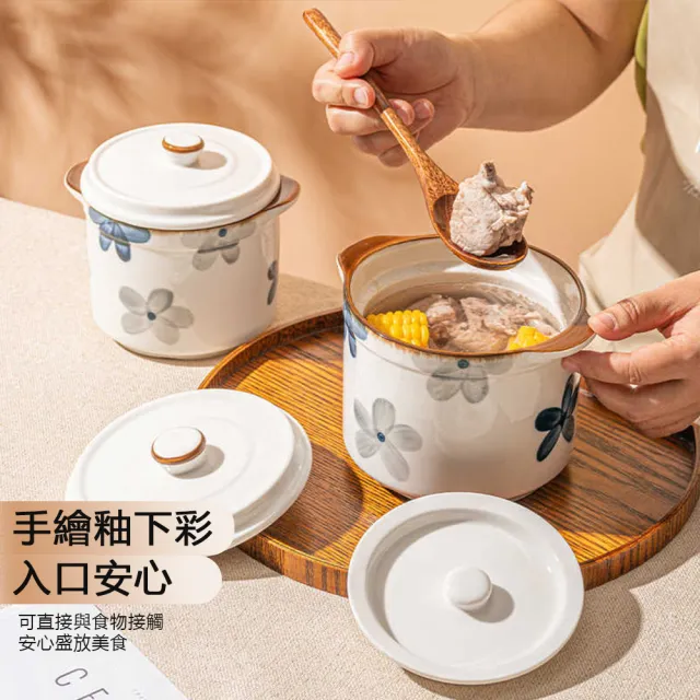 日式燉盅 隔水燉家用陶瓷帶蓋雙蓋燉燕窩專用湯盅 蒸蛋碗 煲湯燉罐(日式陶瓷燉盅)